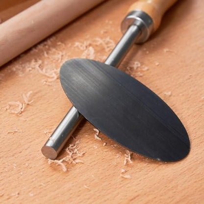 Cabinet Scraper Burnisher with 6 Piece Multi-Shaped Scraper Set 1 Oval 2 Double Convex/concave 1 Rectangle 1 Curved and 1 Gooseneck Scraper (Blue Spring Steel)