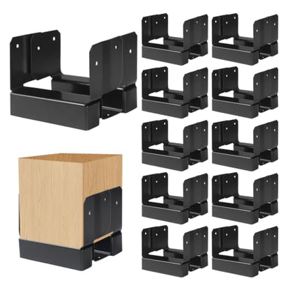 10Pcs Actual 4x4 Post Base for Concrete Pergola Fence Black
