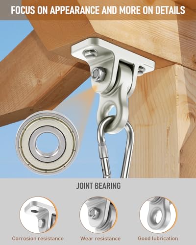 Heavy Duty Porch Swing Hangers Kit Swing Hardware Hooks - color: 8 Pack Silver
