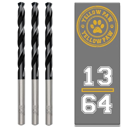 13/64 Inch Drill Bit (3 Pack) Industrial Grade M35 Cobalt Titanium Aluminum Nitrite - 13/64" Diameter & Total Length of 3" with Working Length of 2" Easily Drill Into Metal, Steel, & Aluminum - size: 13/64"