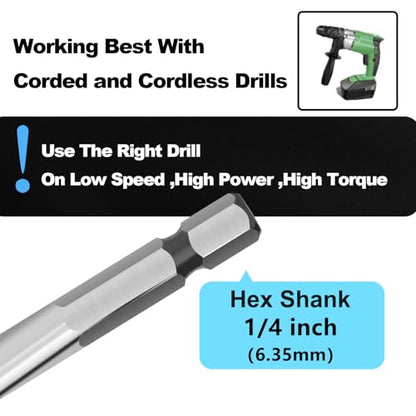 2 Pack 3/8" X 18" Auger Bit for Wood, 10x460mm Hex Long Auger Drill Bit - size: 3/8" (10mm)diameter, style: 18 inch / 460mm Length
