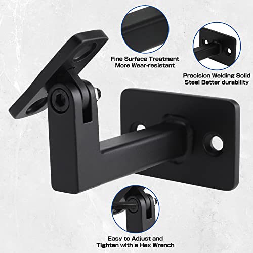 RealPlus Swivel Handrail Brackets Heavy Duty Adjustable Square Hand Rail Brackets for Staircase Stair, Pack of 8 - size: Pack of 8