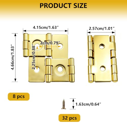 8-Pack 360° Retro Double Acting Hinges – Gold Folding Screen Hardware - color: Gold