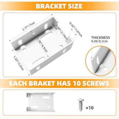 White Aluminum Fence Brackets for Vinyl Fencing,Heavy Duty Metal Replacement for 2.75in Plastic Bracket,Fence Bracket Used for Connecting Panel to Post,Vinyl Fence Parts(16Pcs & 160screws) - color: 16 brackets & 160 screws