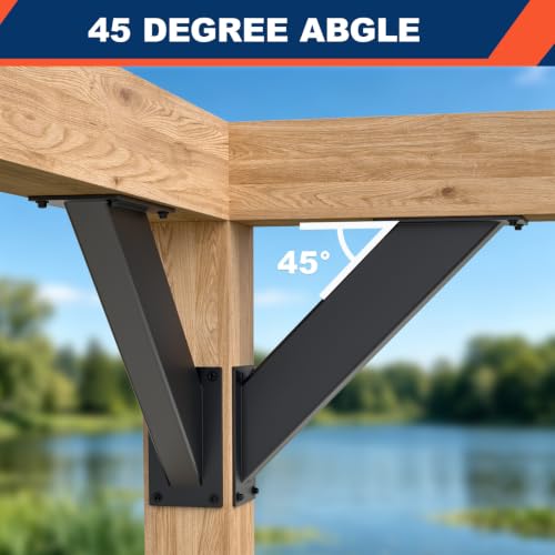 8PCS 45-Degree Angle Support Bracket, Heavy Duty Pergola Connector Kit - size: 4"x4" 8pcs