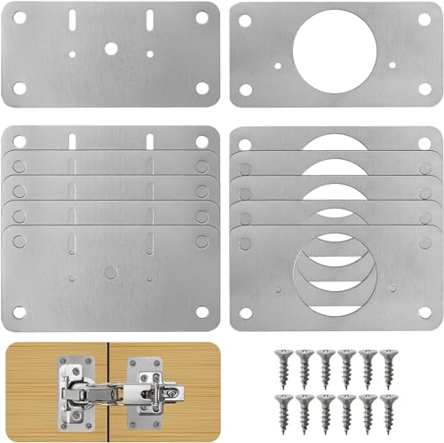 TamBee Cabinet Hinge Repair Plate Kit, 12Pcs Hinges Repair Fixing Plates - size: Fix Plates