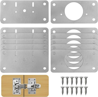 TamBee Cabinet Hinge Repair Plate Kit, 12Pcs Hinges Repair Fixing Plates - size: Fix Plates
