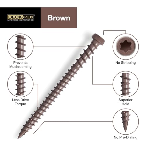 Deck Plus Brown Star-Drive Composite Deck Screws #10 x 2-1/2", 75 Pk
