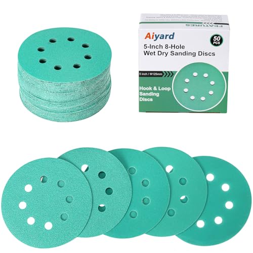 5-Inch 8-Hole Wet Dry Sanding Discs 80-320 Assorted Grits, 50-Pack - style: Mixed Grits, 50 Pack