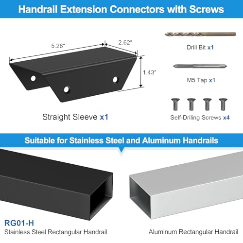 Aluminum Cable Railing Handrail Connector, Straight Sleeve - size: Straight Sleeve