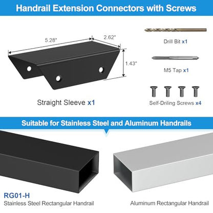 Aluminum Cable Railing Handrail Connector, Straight Sleeve - size: Straight Sleeve