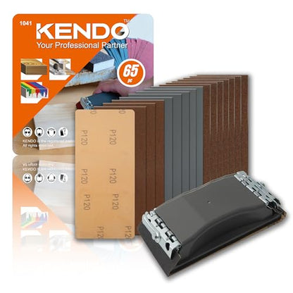 KENDO 65pcs Wet & Dry Sandpaper, 40 to 600 Grit - style: WDS-65PC