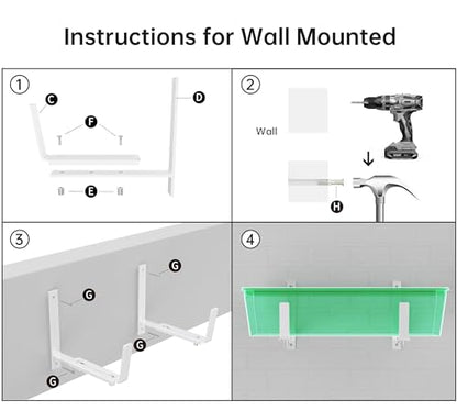 Y&M 4 Pack Window Box Brackets, Adjustable Railing Planter Box Brackets - size: 4p White