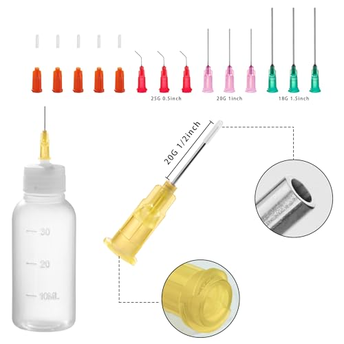 30cc Needle Glue Bottles, Precision Tip Squeeze Applicator Dispenser Bottle - size: 1 Ounces