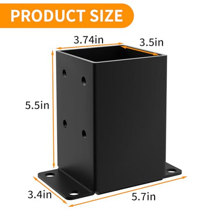 4x4 Post Base, Inner Size 3.5x3.5 Inch, Heavy Duty Post Anchor Base(2 Pcs)