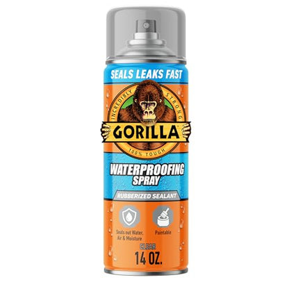 Gorilla Waterproofing Spray, Clear, Flexible Rubberized Sealant, 14 oz - color: Clear, size: 1 - Pack