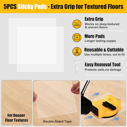 Floor Gap Repair Tool with 4.6" Suction Cup & 5 Adhesive Pads, Double-Sided Heavy Duty Tapping Tool for Hardwood Laminate LVP Vinyl Plank Floors, DIY Gap Fixer Fits 120-300mm Wide Planks, L-Size - size: L