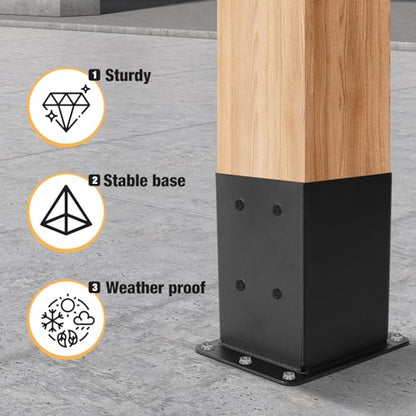 8 Pcs 4"× 4" Post Base|Inner Size (Fit 3.6" x3.6“) Lumber - size: 4"x4", style: 8 Set