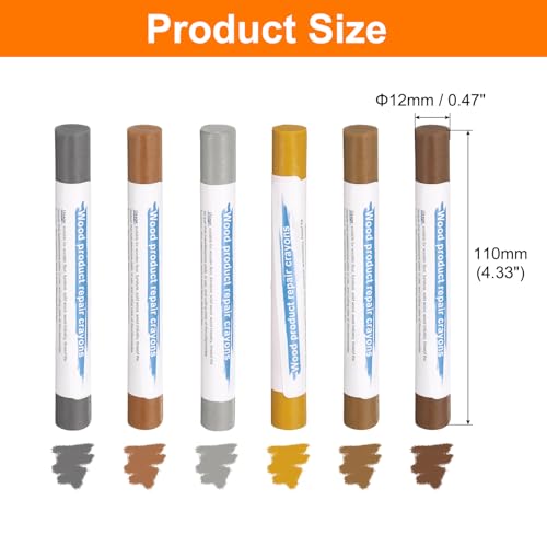 HARFINGTON Wood Filler Sticks 6 Colors Wooden Wax Touch Up Furniture Repair Crayons for Space Gray, Iron Gray, Yellow Oak, Light Yellow, Dark Brown, Walnut - color: Space Gray Woods Series