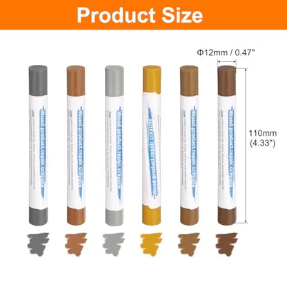HARFINGTON Wood Filler Sticks 6 Colors Wooden Wax Touch Up Furniture Repair Crayons for Space Gray, Iron Gray, Yellow Oak, Light Yellow, Dark Brown, Walnut - color: Space Gray Woods Series