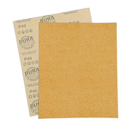 Dura-Gold Premium 9" x 11" Gold Sandpaper Sheets, 40 Grit (Box of 6) - Wood - size: 40-Grit