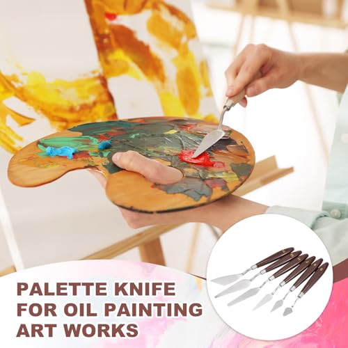 MECCANIXITY #10 Palette Knives 21mm Width Stainless Steel Spatula Painting Pallet Knife with Wood Handle for Oil Painting Acrylic Canvas Mixing Spreading - style: #10 + 21mm