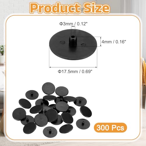 uxcell 300Pcs 3x17.5mm Plastic Hole Plugs, Round Screw Cap Cover, Panel Drill Hole Plugs for Furniture Cabinet Cupboard Shelves Fencing Post Pipe Insert End Caps, Black - color: Black, size: 3x17.5mm
