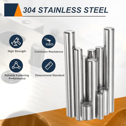HARFINGTON 50pcs Dowel Pins M1.5(1.5mm) x 8.5mm 304 Stainless Steel Cylindrical Shelf Support Peg Pin Rod Fasten Elements for Metal Devices Wood Furniture DIY Installation, Silver - size: M1.5 x 8.5mm