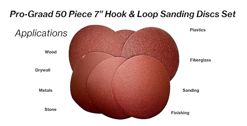 50PCS 7" Sanding Discs – 60/80/120/180/240 Grits, Hook & Loop