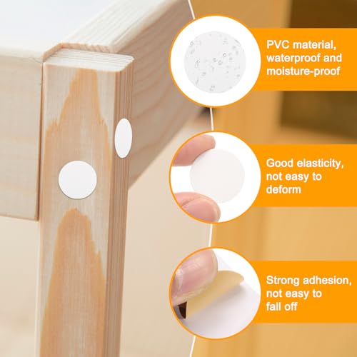 Generic 2 Sheets Screw Hole Covers Stickers 21mm 54 in 1 Self Adhesive Screw Covers Caps Waterproof Dustproof Sticker PVC for Wall Cabinets Desk Screws Furniture Repairing, White