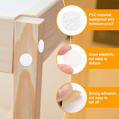 Generic 2 Sheets Screw Hole Covers Stickers 21mm 54 in 1 Self Adhesive Screw Covers Caps Waterproof Dustproof Sticker PVC for Wall Cabinets Desk Screws Furniture Repairing, White