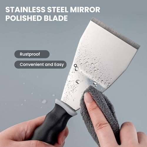 Mister Rui 3" Bent Heavy Duty Scraper, Hammer End, Pole Socket, Stainless - color: Gray
