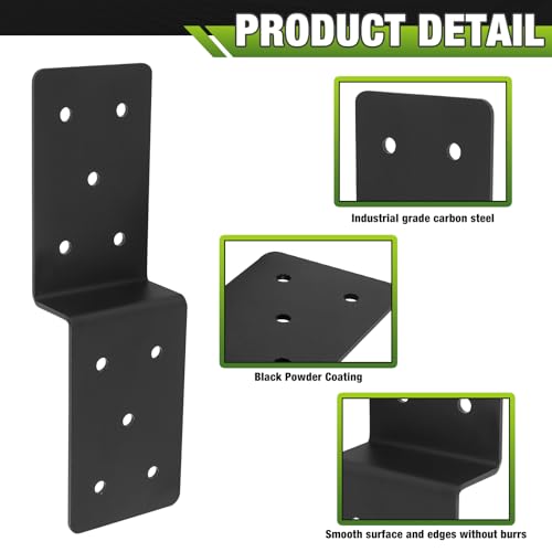4Pcs Z Brackets,3"x 5" Connector Bracket for Wood Post to Beam Support - size: Z 5''X3''