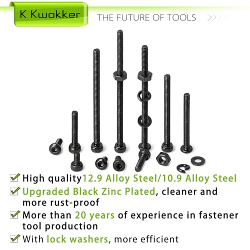 2060Pcs M2 Screw Kit Hex Socket & Button Head Bolts and Nuts Set - size: M2 - Socket Head & Button Head