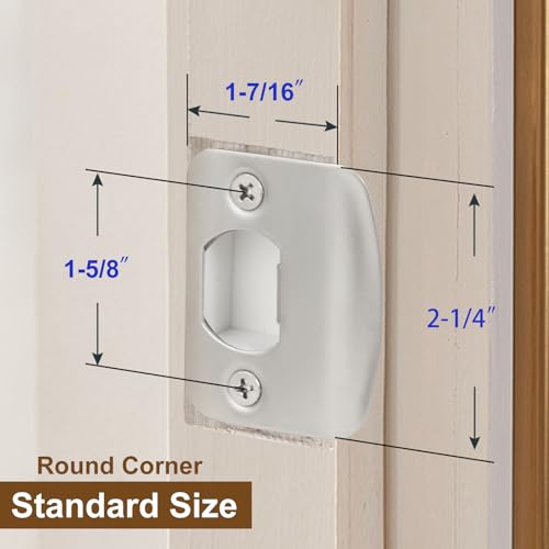 Standard Door Strike Plate with Spacer Shim, Universal Striker - color: Satin Nickel, size: 1 Pack