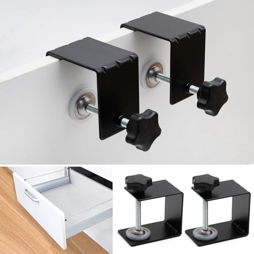 2Pcs Universal Drawer Clips - Front Installation C-clamp Cabinet Mounting Clamps with Soft Silicone Pad