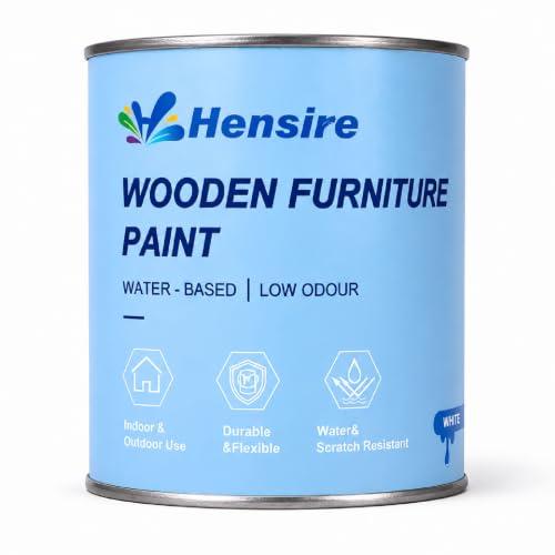 Hensire White Wood Furniture Paint 35oz – All-in-One No Sanding - color: White, size: 35 Fl Oz (Pack of 1)