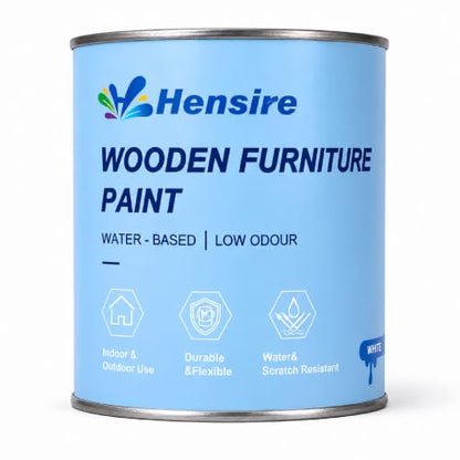 Hensire White Wood Furniture Paint 35oz – All-in-One No Sanding - color: White, size: 35 Fl Oz (Pack of 1)