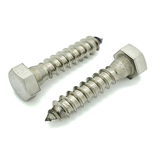 BCP Fasteners 3/8" x 1-3/4" Stainless Steel Hex Lag Bolt Screws, 50 Pack