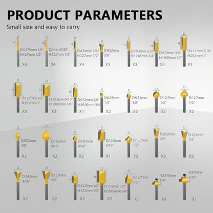 MNA 100 Piece Router Bits Set