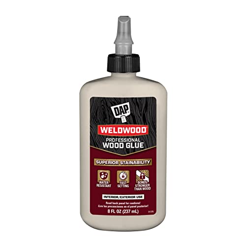 DAP Weldwood Professional Wood Glue, Yellow, 8 oz (7079800480) - size: 8 Oz