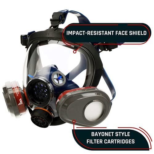 Parcil Distribution Full Face Respirator Mask - Air Purifying, Organic Vapor & Particulate - Industrial Use - CE Tested - color: Pd-101 Inferno Red