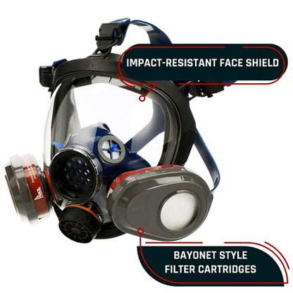 Parcil Distribution Full Face Respirator Mask - Air Purifying, Organic Vapor & Particulate - Industrial Use - CE Tested - color: Pd-101 Inferno Red