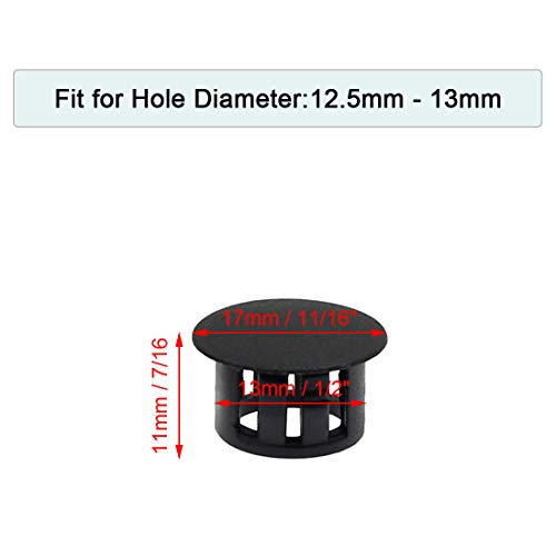 30PCS 13mm (1/2") Black Hole Plugs Plastic - color: Black, size: 13mm (1/2")
