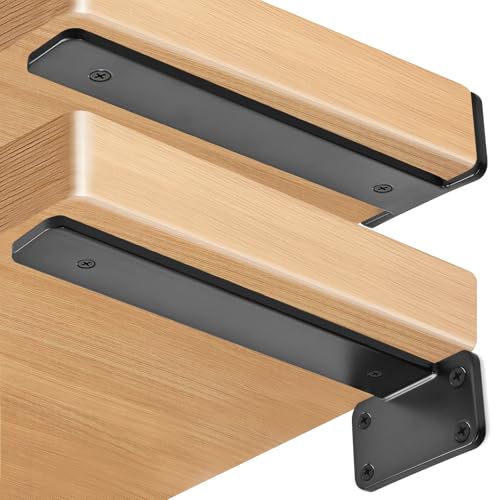 2 Pack - 3 inch Black Hidden L Shelf Bracket (1/5 Inch Thicked) Iron Floating Shelf Brackets Rustic Industrial Metal Brackets for Shelf Support - size: 3 Inch, style: Black 2 Pack