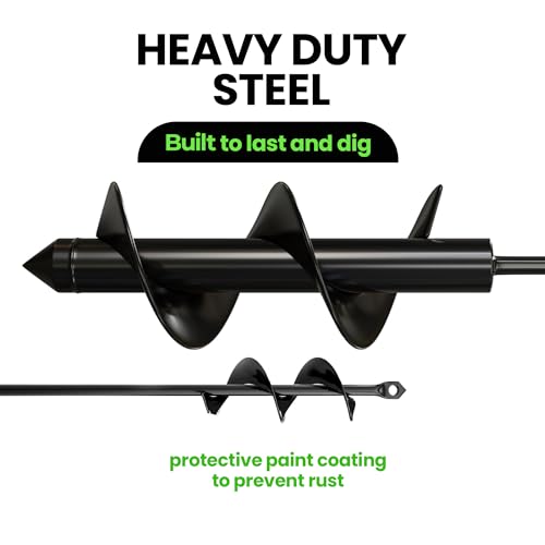 K-Brands Auger Drill Bit for Planting – 1.6 x 9 Inch & 3 x 9 Inch Set - Garden Spiral Hole Drill and Bulb Planter Tool - Bedding Plants, Umbrella Holes - 3/8 Inch Hex Drive Drill - size: 1.6 x 9 + 3 x 9 Inch