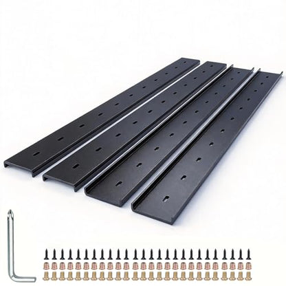 C Channel Steel Support Metal Support Bracing Hidden C Bracket for Table Top Live Edge Slab Woodworking, Black Coat Finish, 6 Holes (4 Pack, 30 Inch) - size: 30 Inch, style: 4 PACK 1