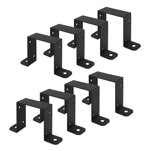 8 Pcs Black Strap Post Ties Brackets 4x4 Strap Post Ties, Square Tube Strap Clamp, Deck Fence Post Tie Gazebo Mounting Bracket