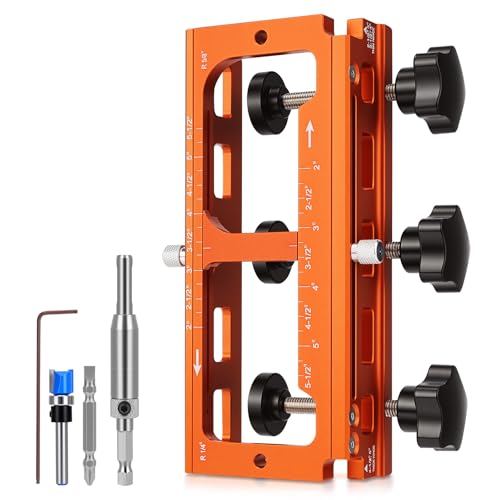Adjustable Aluminum Alloy Door Hinge Positioning Jig, Door Hinge Template - color: Orange