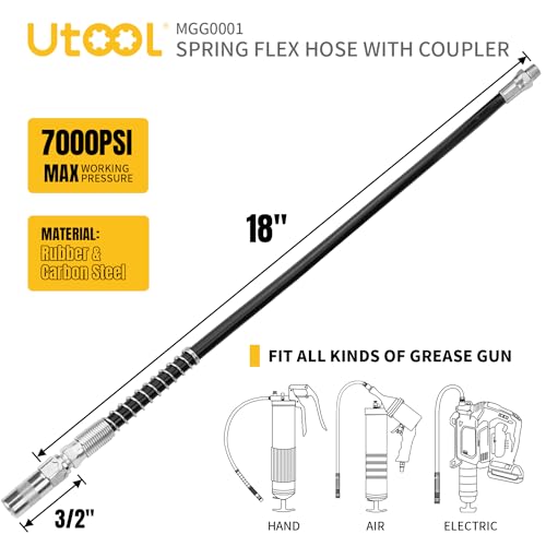 UTOOL 18 Inch Resin Spring Flex Hose, 1 Normal Coupler, 1/8 NPT Threads - size: 2PCS